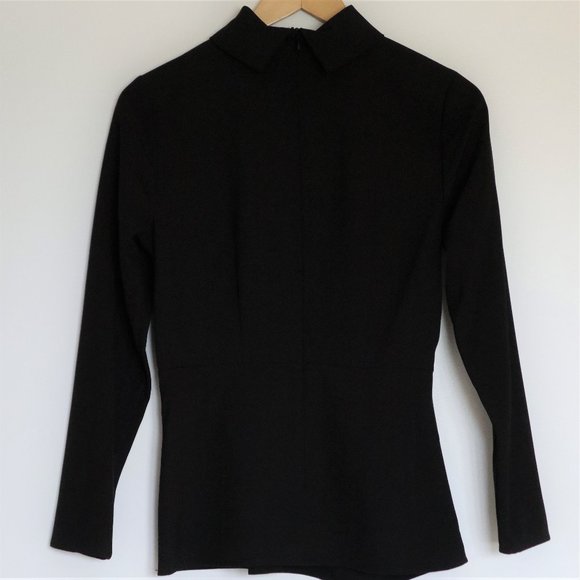 Black Suitable For Work Mock Neck Dress Shirt - Picture 2 of 7
